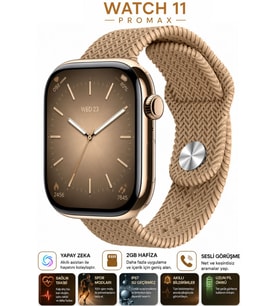 Watch HK11 PRO MAX Kahve Akıllı Saat Sesli Görüşme Yapay Zeka Destekli iPhone Android Uyumlu 8-9-10