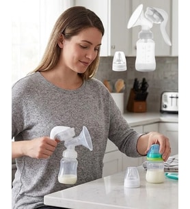 Bpa İçermez Manuel Anne Sütü Pompası Biberon Başlıklı Ergonomik