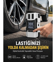 Araç Lastik Şişirme Pompası ve Akü Takviye Powerbank Bir Arada Yeni Nesil