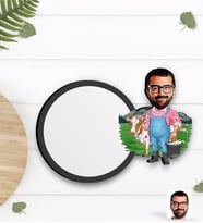 BK Gift Kişiye Özel Çiftçi Karikatürlü Ahşap Bardak Altlığı-1