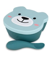 Tum Tum Silikon Vakumlu, Kapaklı Kase ve Kaşık Seti - Boris Bear