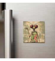 Stick Insect - Çubuk Böceği - Güneş Gözlüklü Style - Buzdolap Magneti - 9x9 Cm