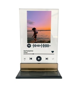 Kişiye Özel Spotify Barkodlu ULTRA Clear kristal Plak Müzik Hediye, Cam Plak, Müzik Plağı, Spotify Barkodu