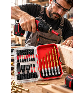 VANDOR by Vosco 18 Parça Matkap Ucu ve Vidalama Bits Seti Titanyum Kaplamalı Metal Delme Uçları CR-V