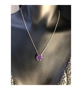 Lotus Çiçeği Ametist Taşlı 925 Ayar Gümüş Rose Renk • Sevgiliye • Eşe • Anneye Hediye Kolye