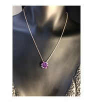 Lotus Çiçeği Ametist Taşlı 925 Ayar Gümüş Rose Renk • Sevgiliye • Eşe • Anneye Hediye Kolye