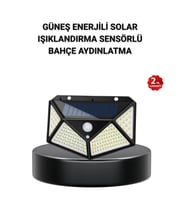 Mey İthalat® Solar Bahçe Lambası 100 LED Hareket Sensörlü Güneş Enerjili Aydınlatma