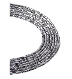 2X1 MM Gümüş Renkli Altıgen Hematit Taşı Dizi