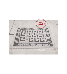 2 ADET Pamuklu Bukle Lüks Kilim (40x60)-Luma Kreme Gri