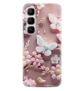 Infinix Hot 60 Kılıf Boutique Baskılı Resimli Pembe Kelebekler Pcode -088