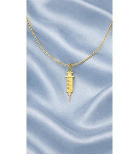 Kişiye Özel Minimal Şırınga Kolye 925K Gümüş (Gold)