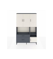 Arges Dolap 7 Raflı 2 Çekmeceli 4 Kapaklı 132x30x195 Antrasit-Aytaşı/Antrasit