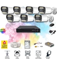 7 Kameralı Set - Yapay Zeka Özellikli Gece Renkli Gösteren 5MP SONY Lensli 12 Warm Ledli FULLHD Güvenlik Kamerası Seti 312W-108