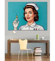 Hemşire Retro Pin-Up Kadın Dekoratif Kanvas - Mdf Ahşap Tablo