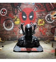 Riva Self Deadpool Karakter Biblo - 3D Yazıcı Üretimi Siyah Dekoratif Figür (Beyaz - Siyah - Kırmızı)