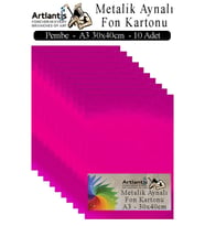 Metalik Aynalı Fon Kartonu 10 lu A3 30x42 cm 1 Paket Okul Sınıf Dekoratif Pırıltılı Folyo Kağıt Dekoratif Anasınıfı Kreş (Pembe)