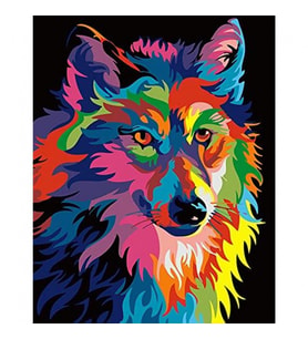 Renkli Kurt Sayılarla Boyama Seti Canvas Kasnaklı 40 x 50 cm