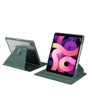 Apple iPad 9. Nesil 10.2" Kılıf Şeffaf Dönebilen Kalem Bölmeli A2602 A2603 A2604 (Koyu Yeşil)