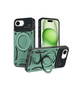 Apple İphone 16e Kılıf Joy Lens Standlı Kapak - Koyu Yeşil