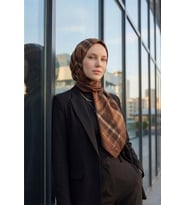 SİLK HOME VELORA EŞARP EKOSE DESEN (Kahverengi)