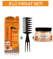 Fontenay Pudra Toz Wax Turuncu 20gr +Şekil Tarağı 034+ Face And Body Scrub Şeftali 350ml 3'Lü Set