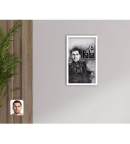 BK Gift Kişiye Özel Godfather Baba Karikatürlü Dekoratif Ahşap Beyaz Çerçeveli Tablo-22