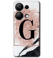 Poco M6 Pro Kılıf HD Desen Baskılı Kılıf - Pembe Mermer Desenli G Harfi