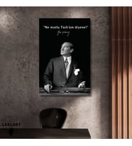 Tekli Dikey Kanvas Makam Panosu Atatürk Sözleri Ne mutlu Türk'üm diyene!