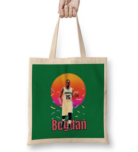 Bogdan Bogdanovic Vintage Art - Legend Basketball Gift Bez Çanta Uzun Saplı