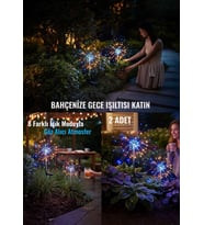 Renkli Solar Bahçe Işığı 2 Adet Güneş Enerjili Dekoratif Led Işık Su Geçirmez 8 Işık Modlu