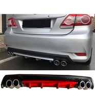 Toyota Corolla E170 Kırmızı Difüzör Çiftli Yuvarlak Egzoz Görünümlü D Tip Difizör 2012-2019