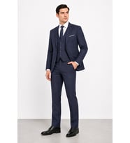 Erkek 6 Drop Yelekli Takım Elbise - Ceket Pantolon ve Yelek 63141 - Lacivert