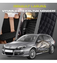 Renault Laguna 3 Siyah Renk Tay Tüyü Cepli & Terletmez Sırtlı Oto Koltuk Minder Seti - Koltuk Koruma Kılıfı (ÖN & ARKA TAM SET)