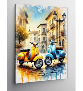 Kanvas Tablo Renkli Vespa Sokakları