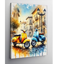 Kanvas Tablo Renkli Vespa Sokakları