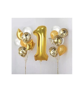 1 Yaş Gold Folyo Balon Şeffaf Balon Seti Doğum Günü Parti Seti