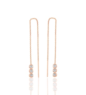 Söğütlü Silver Gümüş rose zirkon taşlı pırıltılı zincir  küpe