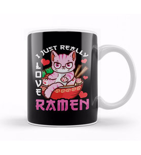 I Just Really Love Ramen Cat Kawaii Anime Kupa Bardak Porselen