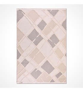 Makine Kaymaz Yıkanabilir Bej Geometrik Triko Salon Halısı Mutfak Halısı Koridor Halısı Yolluk FC03K