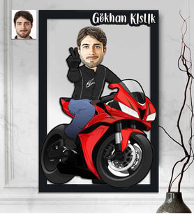 Kişiye Özel 3D  Ahşap Tablo Motorcu Erkek 30x40 -5