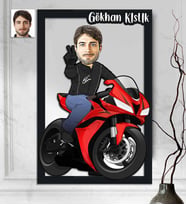Kişiye Özel 3D  Ahşap Tablo Motorcu Erkek 30x40 -5
