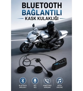Kask Kulaklığı Motosiklet Intercom Interkom Dinleme Konuşma Özellikli Su Geçirmez