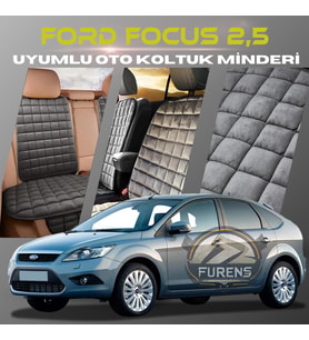 Ford Focus 2.5 Antrasit Renk Tay Tüyü Cepli & Terletmez Sırtlı Oto Koltuk Minder Seti - Koltuk Koruma Kılıfı (ÖN & ARKA TAM SET)
