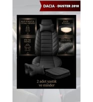 dacia duster 2010 Koltuk ve Kılıf uyumlu Minder Lüks Siyah Yastık 2 Minder 2 Yastık