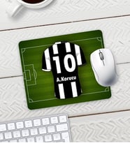 Kişiye Özel Siyah Beyaz Taraftar Baskılı Mouse Pad 23x19cm Fare Altlığı Kaydırmaz Taban