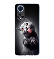 PrintiFy Huawei Nova 9 ile Uyumlu 1mm Slim Fit Kedi 2 050c Baskılı Şeffaf  Kılıf