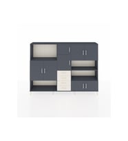 Arges Dolap 9 Raflı 4 Çekmeceli 8 Kapaklı 220x30x163 Antrasit-Antrasit/Aytaşı