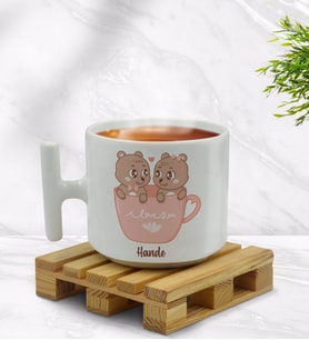 BK Gift Kişiye Özel Sevimli Çiftler Tasarımlı T Kulplu Beyaz Middle Kupa Bardak-8