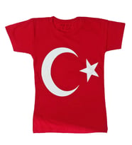 Türk Bayraklı Tişört Pamuklu Kırmızı Ay Yıldız Çocuk Tshirt- 9 Yaş