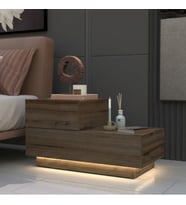 Kayra KMD002 LED Işıklı Komodin – 2 Çekmeceli Modern Tasarım (Antik Ceviz)
